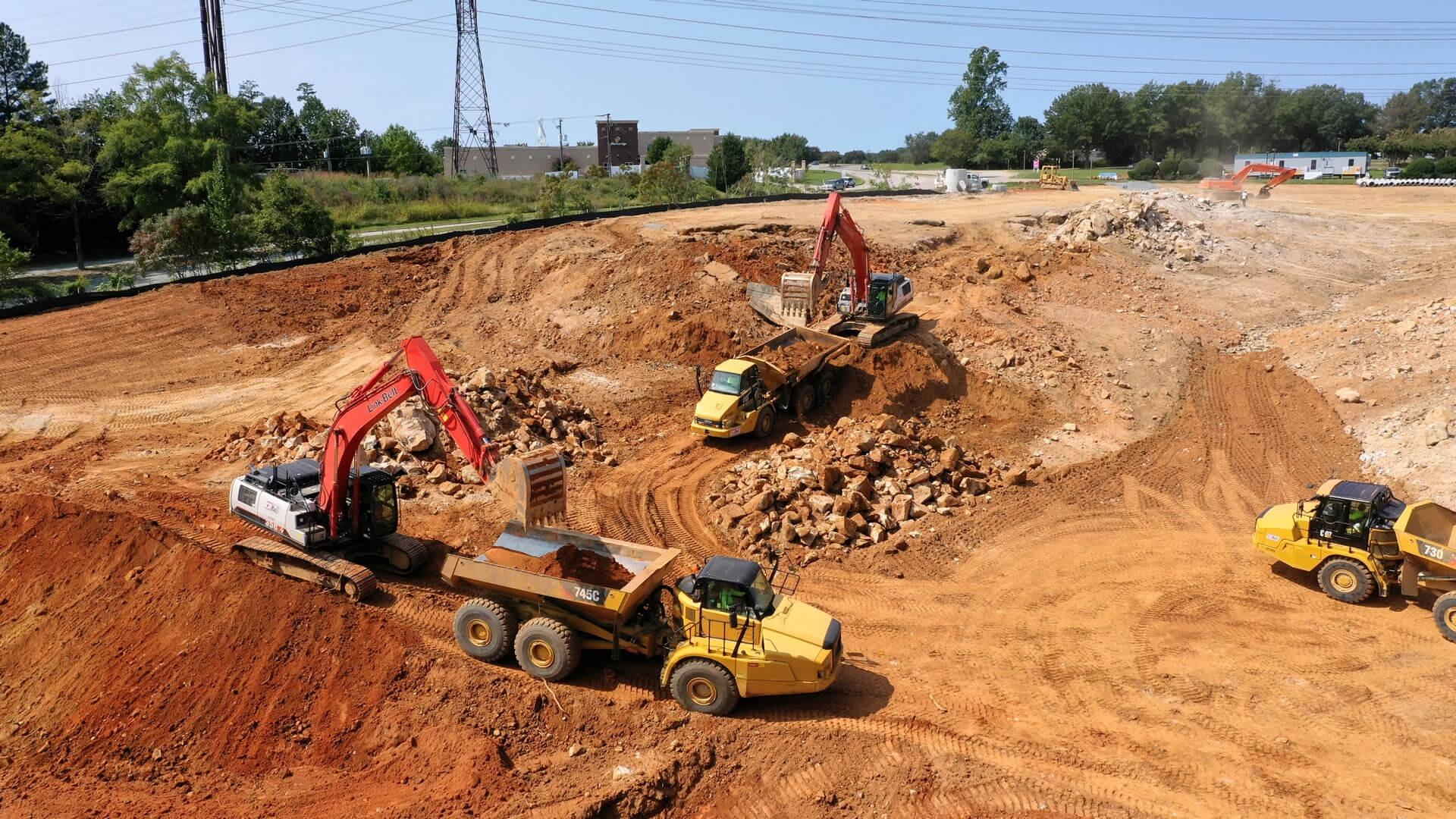 Excavators on Construction Site